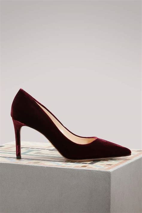 pumps prada tacco largo cammello|prada velvet pumps.